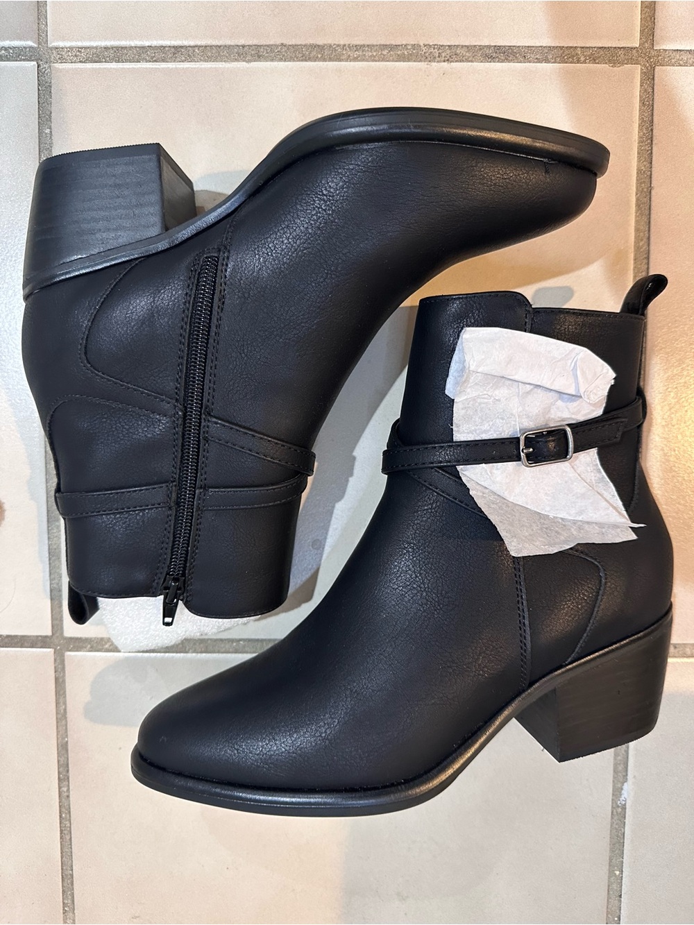 MIA Black Ankle Booties with Buckle Strap